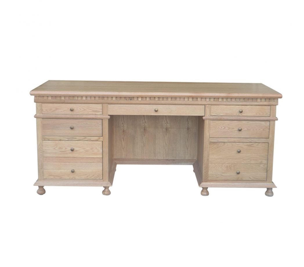 "Harbord" Hamptons Style Timber Executive Desk Natural Oak, 180cmW x 74cmD x 78cmH (RRP $3999) - Image 4