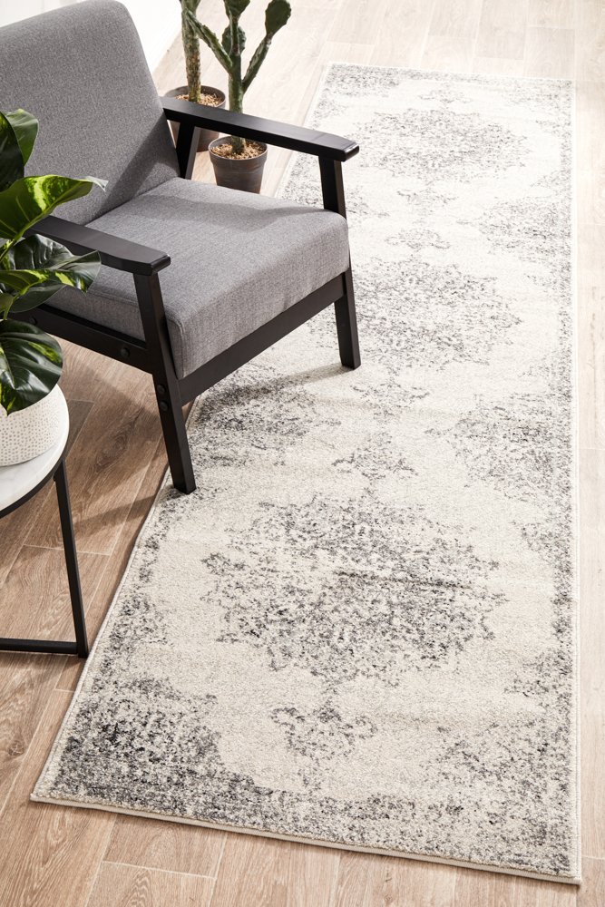 Chrome Rita Hamptons Style Indoor Rug Silver Runner