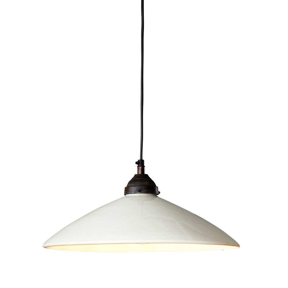 Newport Ceramic Dish Ceiling Pendant Large White, L 40cm W 40cm H 13cm