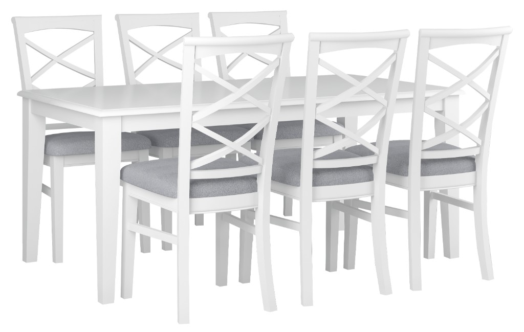 "Montauk" Hamptons Style 7 Piece Timber Dining Setting White 180x95cm Table & 6 White Chairs (RRP $2999)