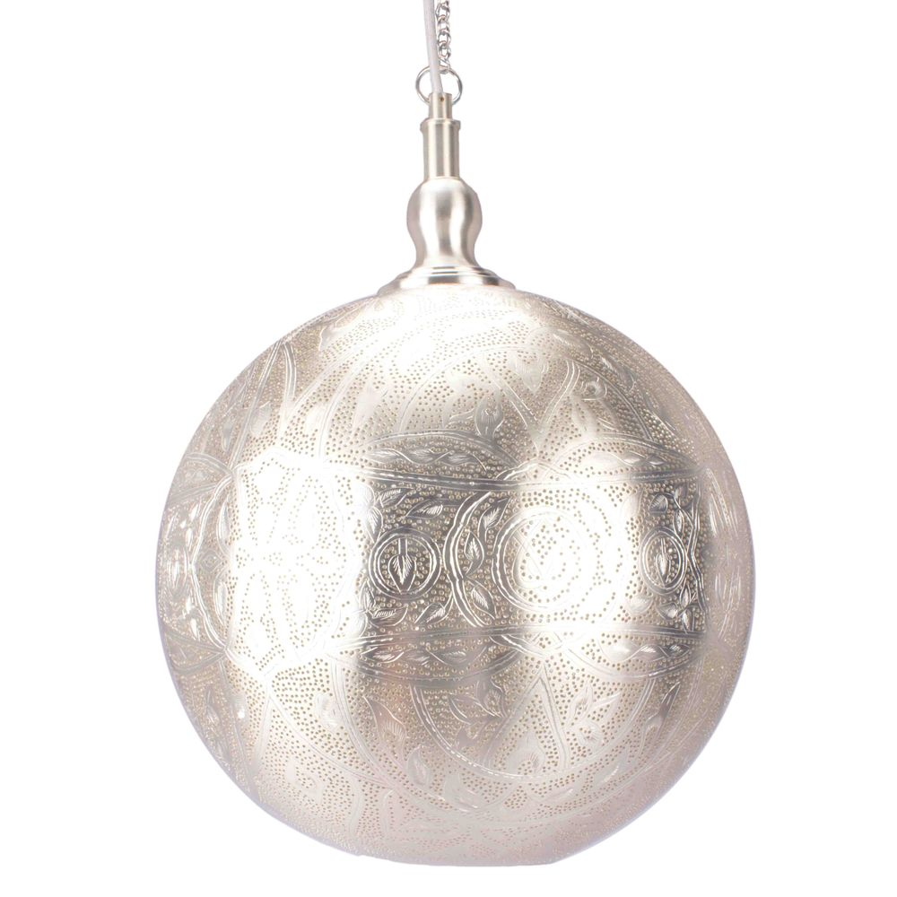 Moroccan Ball Ceiling Pendant Small Silver (RRP $748) - Image 3