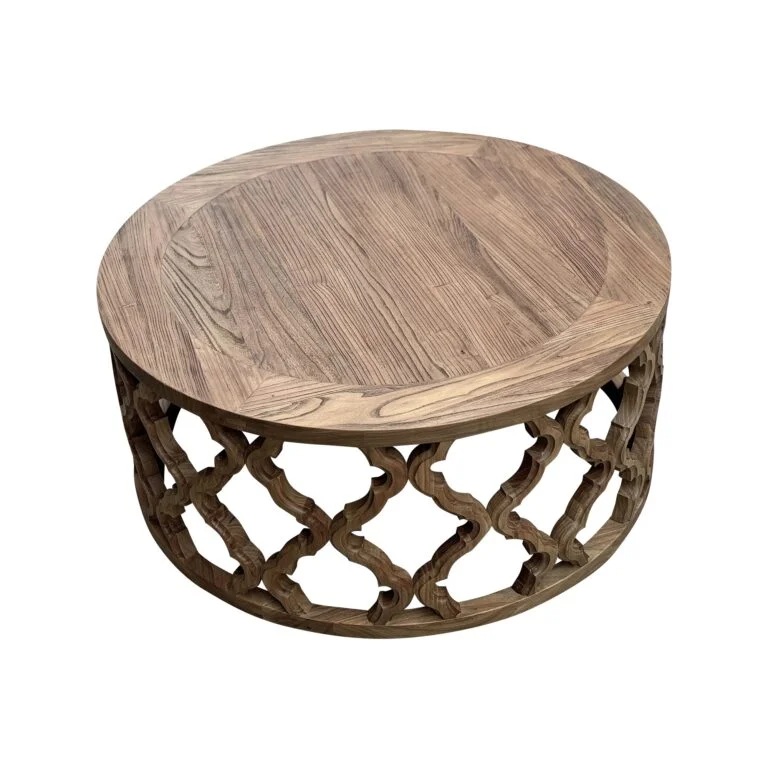 "Sienna" Hamptons Style Recycled Timber Round Coffee Table, 92cm DIA x 40cmH Natural Elm (RRP $1499) - Image 2