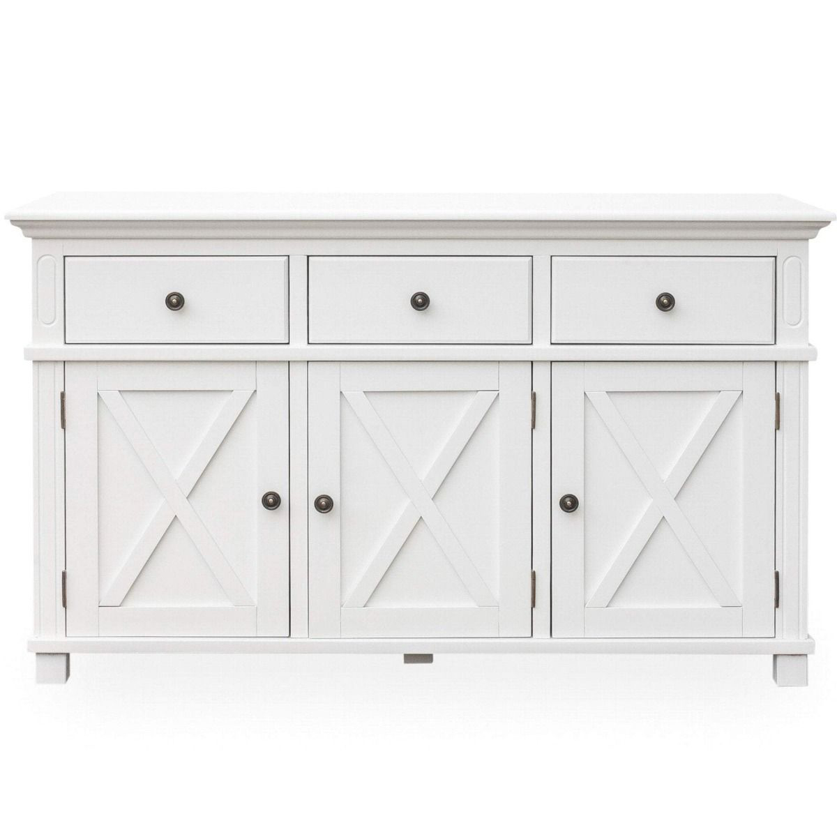 Sorrento 3 Door Hamptons Buffet White, W 145.3cm D 50cm H 85cm (RRP $1799)