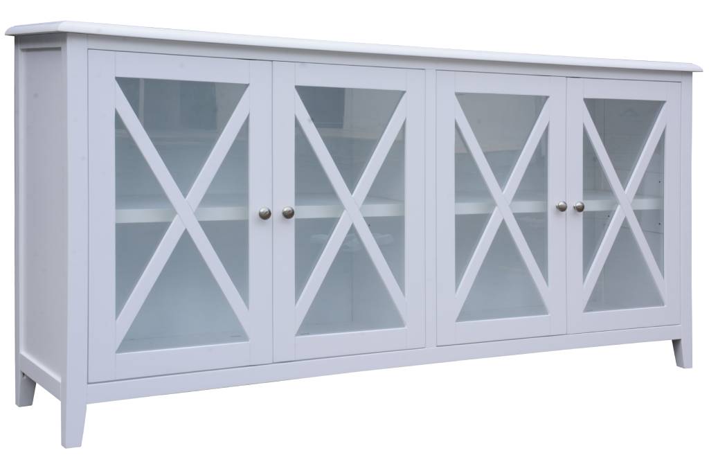 "Montauk" Hamptons Style Timber 4 Door Buffet Sideboard White, 180cmW x42cmD x 90cmH (RRP $1699)