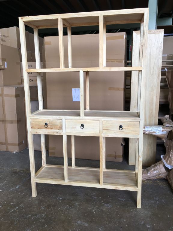 "Kingscliff" Recycled Elm Timber Bookshelf, 125cm x 38cm x 200cm - Image 2