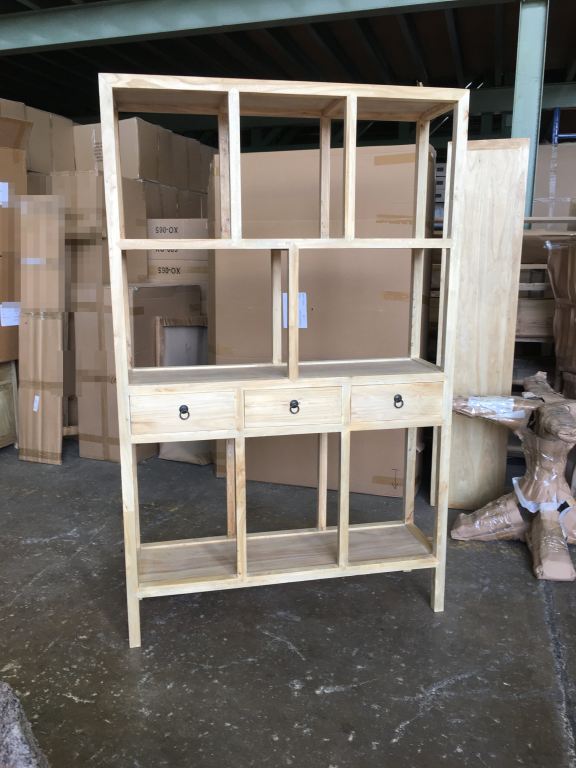 "Kingscliff" Recycled Elm Timber Bookshelf, 125cm x 38cm x 200cm - Image 3