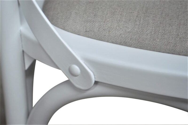 "Paris" Hamptons Style Timber Dining Chair Cross Back, White with Linen Seat (RRP $349) - Image 2