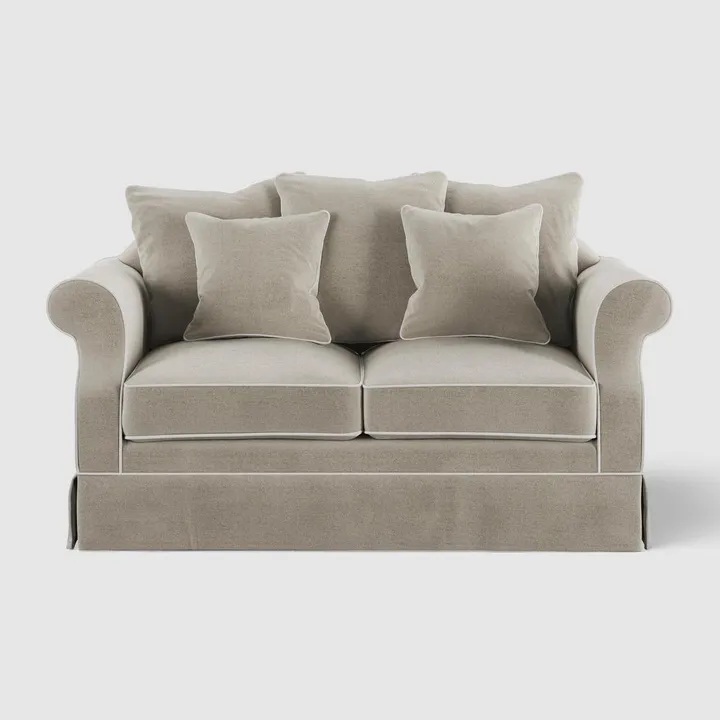 Avalon Hamptons 2 Seat Sofa Natural W/White Piping, W 174 D 96cm H 81cm (RRP $2599)