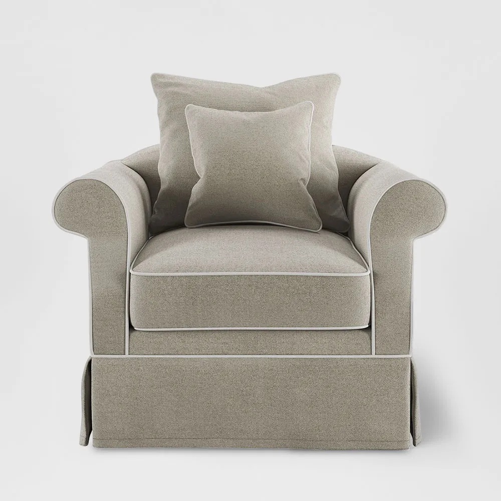 Avalon Hamptons Armchair Natural, W 109cm D 96cm H 81cm (RRP $1899)