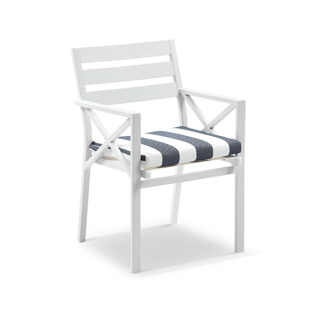 "Montego Bay" Hamptons Resort Style Aluminium Dining Table 355cm x 102cm with 12 Montego Bay Chairs, White (RRP $6999) - Image 4