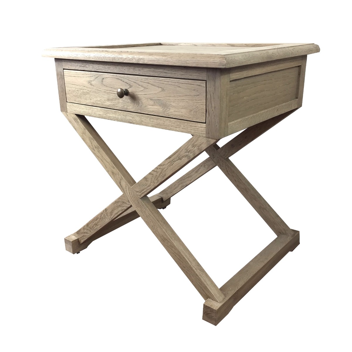 "Isla" Hamptons Style Timber Side Table Weathered Oak, 60cmW x 50cmD x 65cmH (RRP $849) - Image 2