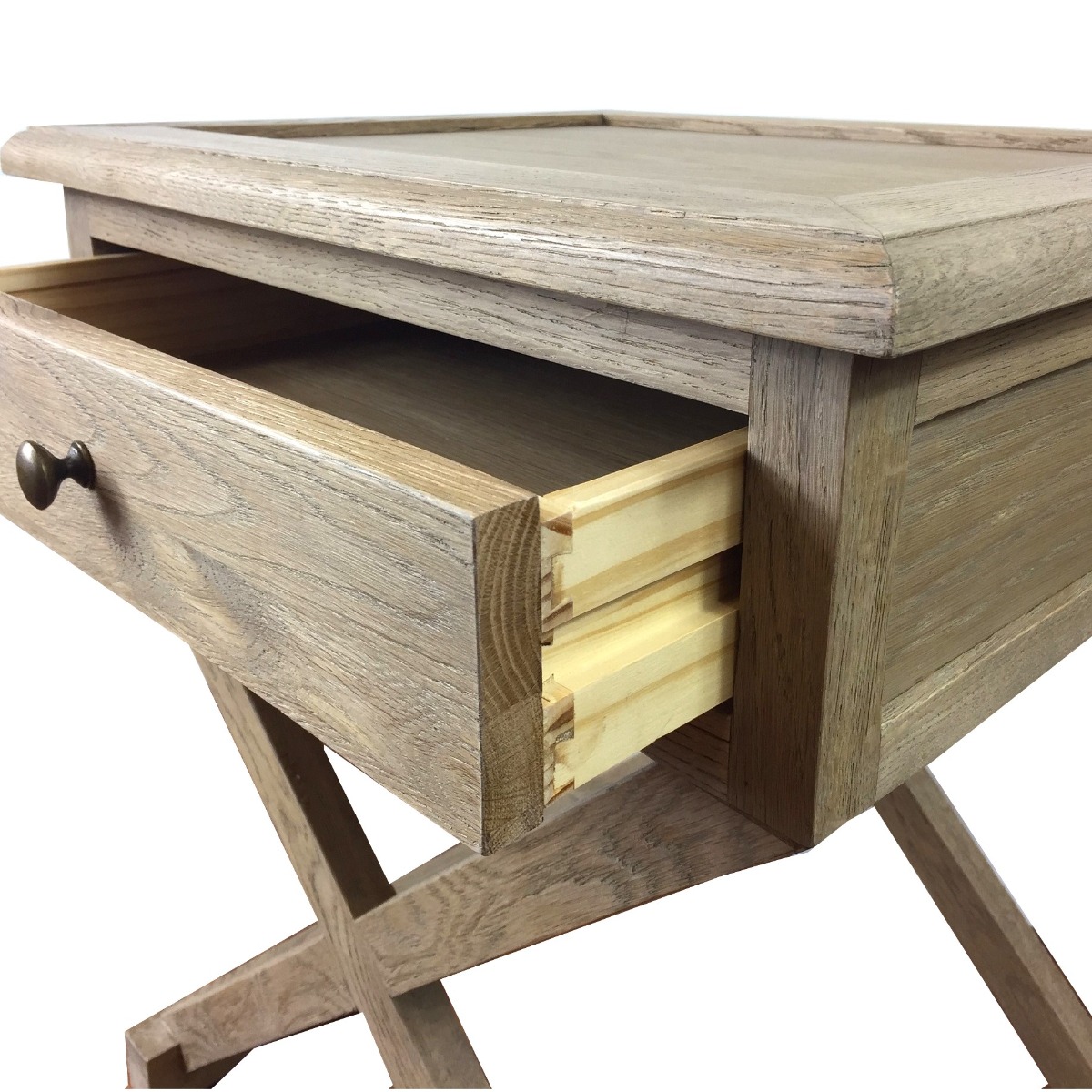 "Isla" Hamptons Style Timber Side Table Weathered Oak, 60cmW x 50cmD x 65cmH (RRP $849) - Image 3