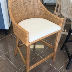 wp-image-tigress-64594.jpg "Hervey Bay" Hampton Style Rattan Kitchen Counter Barstool Mango Teak, Timber Legs (RRP $499)